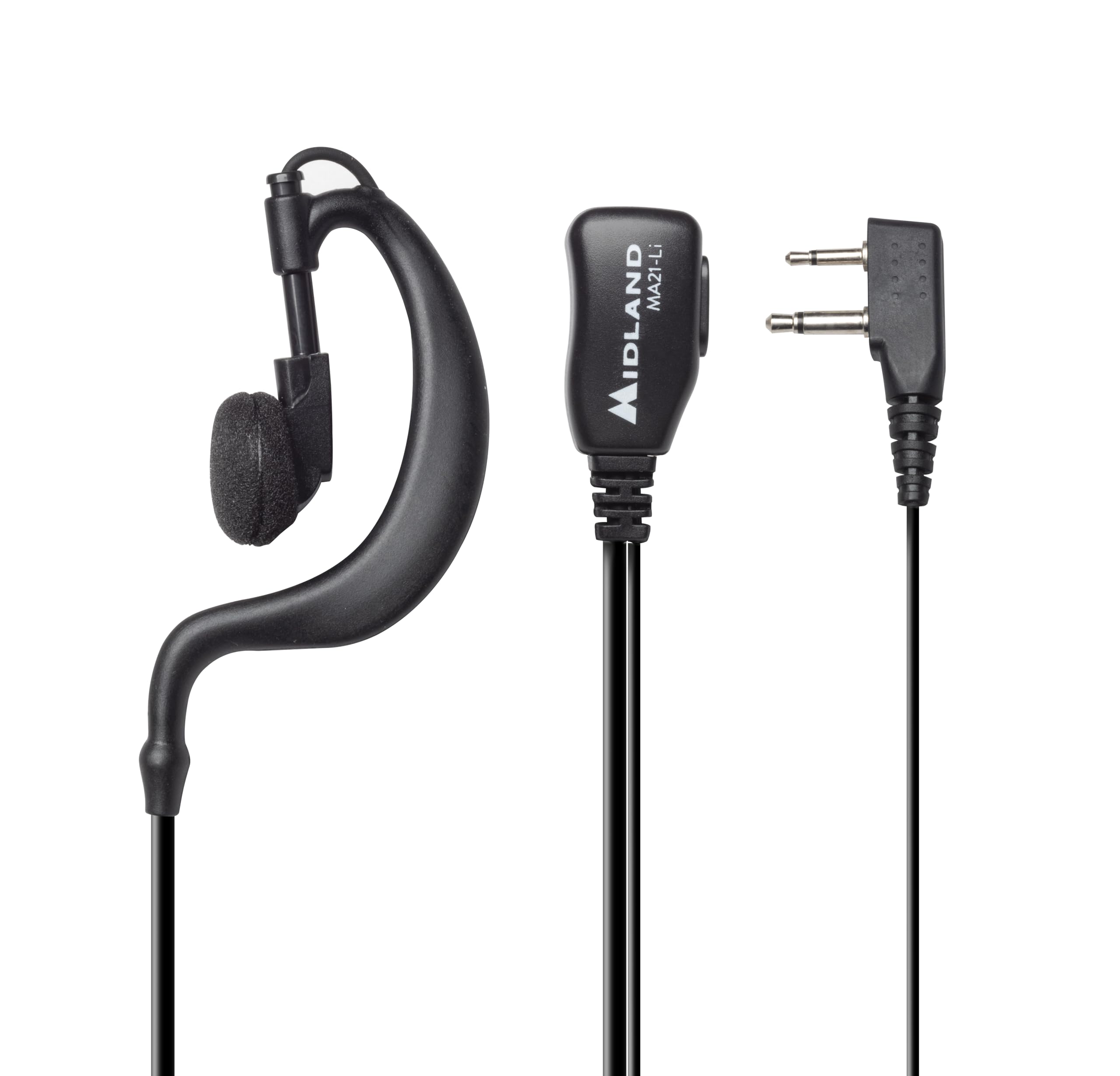 MIDLAND MA21-LI Earphone and Microphone with Arm, 2 Pin Stand, PTT Microphone, VOX Switch, Compatible with Walkie Talkie G5/G7/G8/G9, C70904
