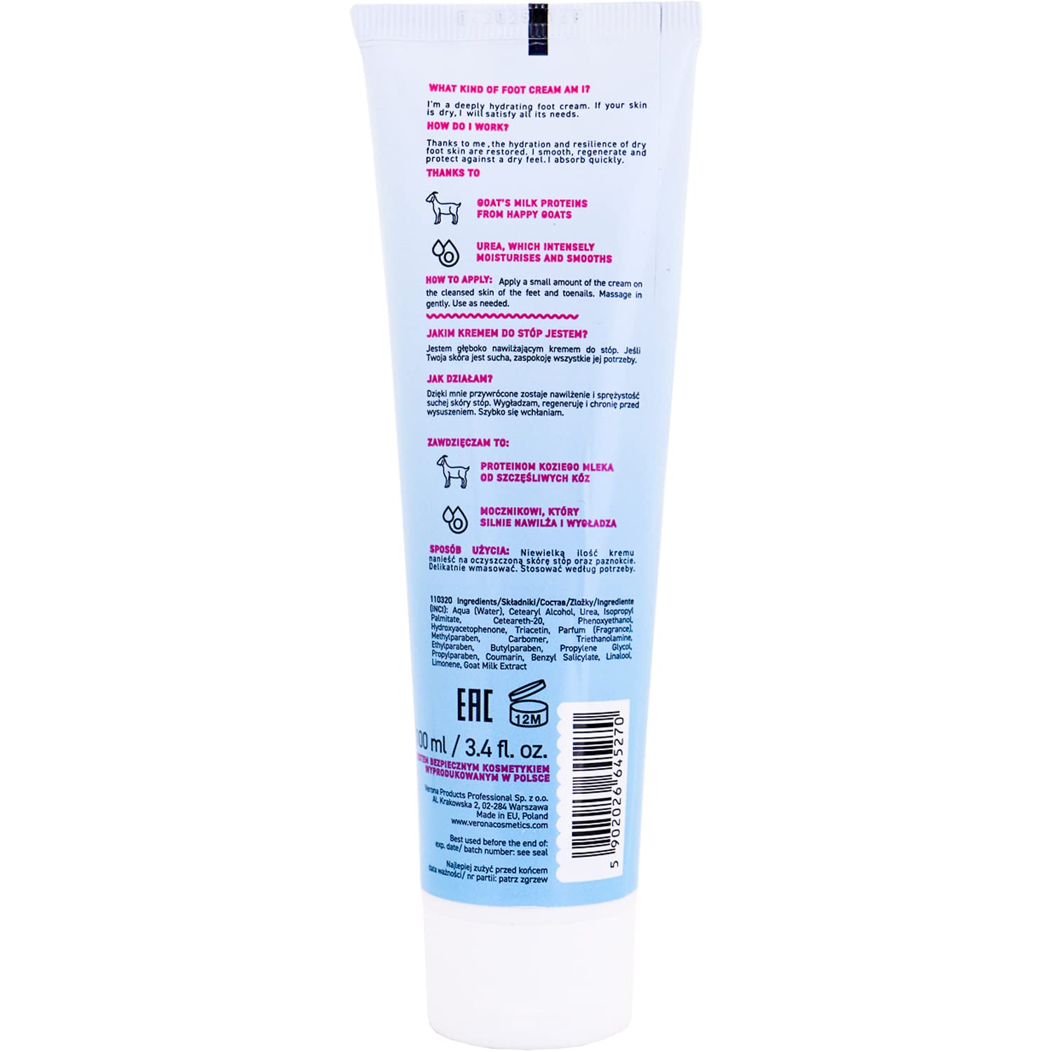 Foot Cream for Dry Feet - Urea Cream Foot Moisturizer with Goat's Milk Proteins - Cracked Heel Treatment Foot Lotion Travel Size