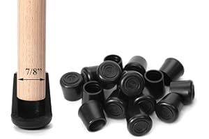 Furnigear Chair Leg Tips Caps Non-Slip Rubber Leg Tips 7/8” Inner Diameter Chair Leg Floor Protectors Round Black, 16 Pack