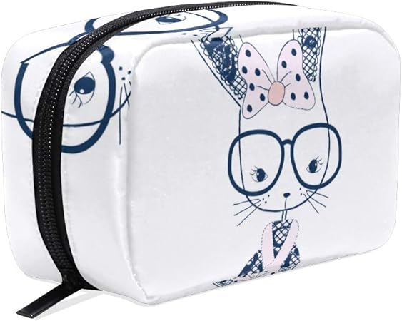 Amazon Eilanna 化粧ポーチ機能的 かわいいバニーガールメガネベクトルイラスト 化粧品 たっぷり 収納 ポーチ おしゃれ コスメケース コスメポーチ 化粧品 収納ポーチ レディース ファッション柄 Eilanna 化粧ポーチ 通販