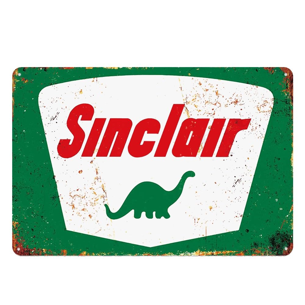 Photo 1 of Rustic Look Standard Sinclair Gas Oil Thick Tin Sign for Man Cave Garage Auto Shop Gas Station Wall Decor 12" x 8"