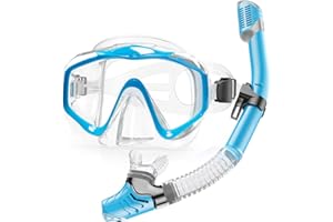 SEATHEWAY Snorkel Mask Adult,Dry Snorkel Set,Snorkeling Gear for Adults,Panoramic Wide View Swim Mask,Snorkel for Lap Swimming Snorkeling Diving Swimming Travel