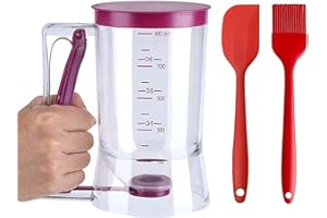 4 Cup Pancake Cupcake Batter Dispense, 900mL Pancake Dispenser Perfect Baking Tools for Cakes Waffles, Muffins or Crepe, Meas