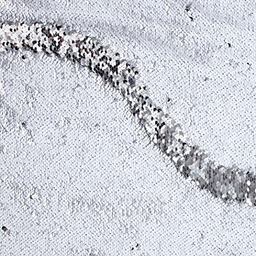 Unique Quality Fabrics Starlight Sequined Mermaid Fabric, Yard, White/Silver