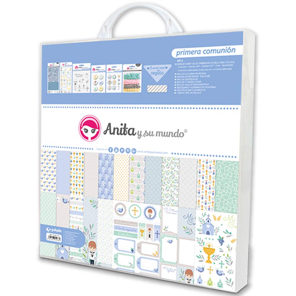 Anita and His World First Communion Child Scrapbooking Kit, Blue, 30.5x30.5cm, 8