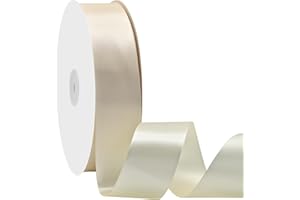 Maclemon 1-1/2 inch Wide 100 Yards Double Face Ivory Satin Ribbon Ivory Fabric Ribbon for Gift Wrapping Very Suitable for Weddings Decoration Bouquet Balloons Arts Craft Sewing Hair Bow Invitation