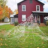 Halloween Giant Spider Web, 23 X 18ft Triangular Mega Spider Web for Outdoor Halloween Decor Decoration Outdoor Yard, White