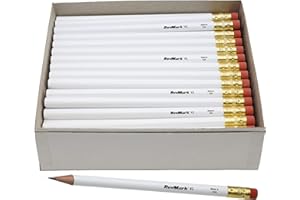 RevMark Jumbo Round Pencil 72-Pack with Black Lead, USA Made. Quality Cedar Wood for Carpenters, Construction Workers, Woodworkers, Framers, DIY, Students, Teachers (White)