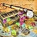 FUN LITTLE TOYS 288 PCs Pirate Gold Coins and Pirate Gems Jewelery Playset, Plastic Gold Coins, Goodie Bag Fillers Party Favor for Kids(144 Coins+144 Gem)
