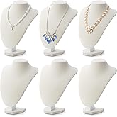 Huquary 6 Pcs Necklace Display Stand Necklace Holder Jewelry Bust Display Stands for Selling Home Store Trade Shows Photography Props Retail(Beige,Velvet)