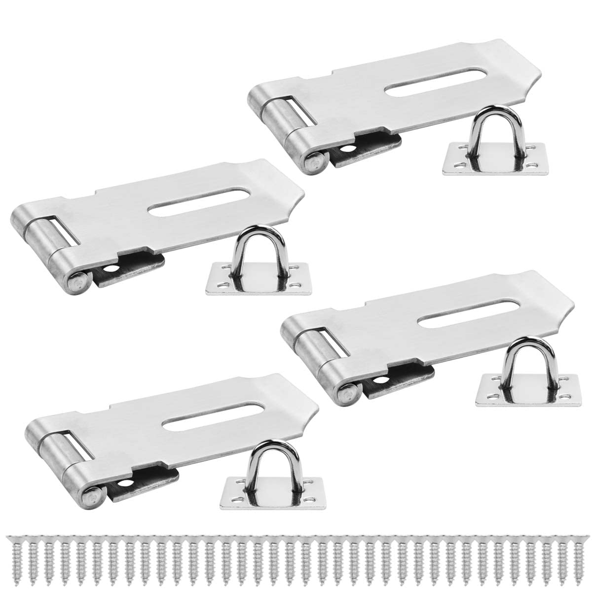 Bwintech 4 pcs Padlock Hasp Latch Locks 3 Inch (75mm) 304 Stainless Steel Door Lock Hasp Latch Hasp for Door Shed Gate Cabinet with Screw Brushed Nickel
