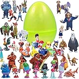 1 Toy Filled Jumbo Easter Egg With 12 Figurines Inside - My Little Pony, Trolls, Moana, Zootopia and More - Assorted Fun Characters - Great Party Favors - Durable Toys and Prefilled Egg