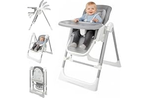 OUTLITT High Chairs for Babies and Toddlers Convert to Baby Swings Foldable High Chair Adjustable Convertible with Reclining Seat & Leg Rest, 3-in-1 with Tool-Free Assembly (Grey)