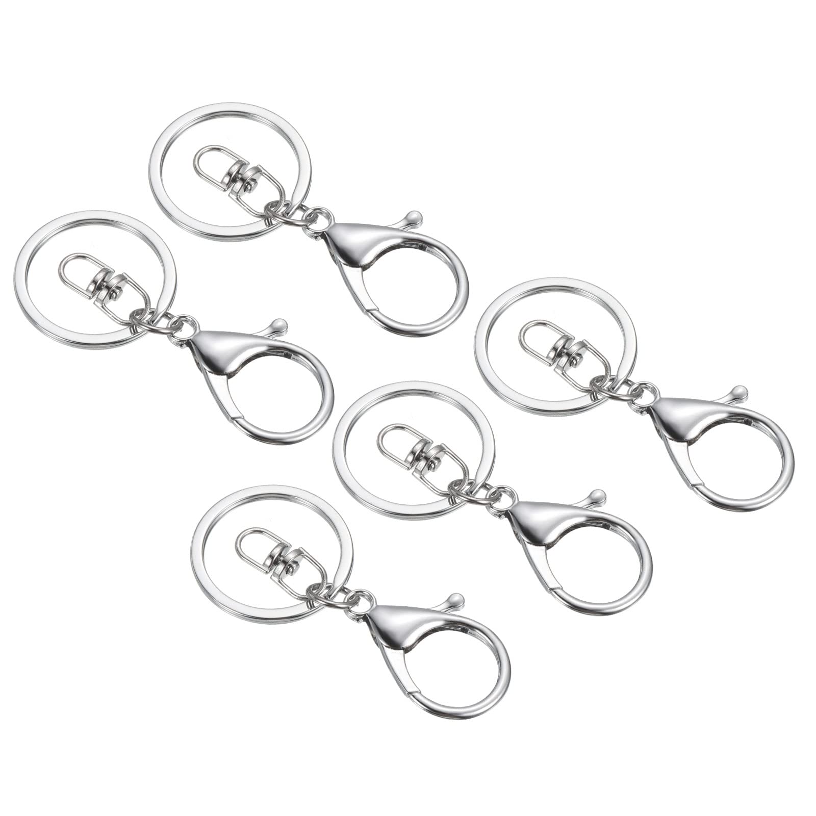 PATIKIL Key Chain Rings, 5 Pack Lobster Clasp Keyring Trigger Clip Keychain Holder for Arts Crafts DIY, Silver