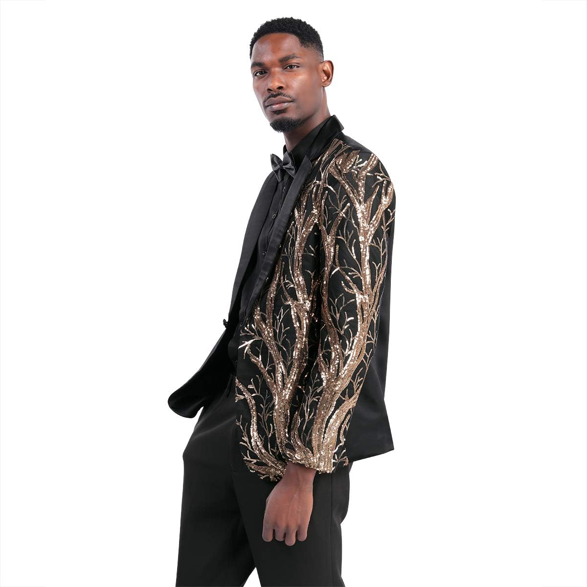 Mens Stylish Dinner Tux Dress Blazer Gold Sequin Slim Fit Suit Jacket Sport Coat at  Men’s Clothing store