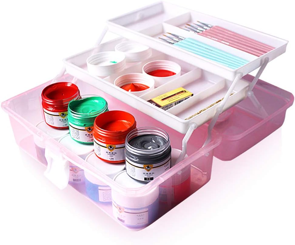 Craft Storage Box, 3 Layer Multipurpose Storage Box, cantilever tool box, Art Craft Organizer for Art Materials Medicine - Image 5