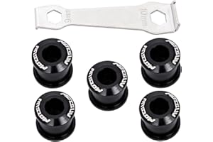 YBEKI 7075-T651 Aircraft-Grade Chainring Bolts Kit - CNC Machined for Road/MTB (Single & Double Chainring), Includes 4.9mm & 6.4mm Bolts + Heat-Treated Mounting Wrench, Anodized Anti-Corrosion