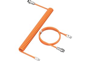 LexonElec Custom Coiled Keyboard Cable, 2.0M(0.66ft) USB-C to USB-A TPU Mechanical Keyboard Cable, Detachable Metal Aviator D