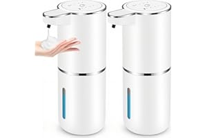 VZZNN 2 Pack Automatic Soap Dispensers,12.8oz/380ml USB Touchless Automatic Foaming Soap Dispenser,Rechargeabled Wall Mounted Smart Soap Dispenser for Bathroom Kitchen Dish Soap
