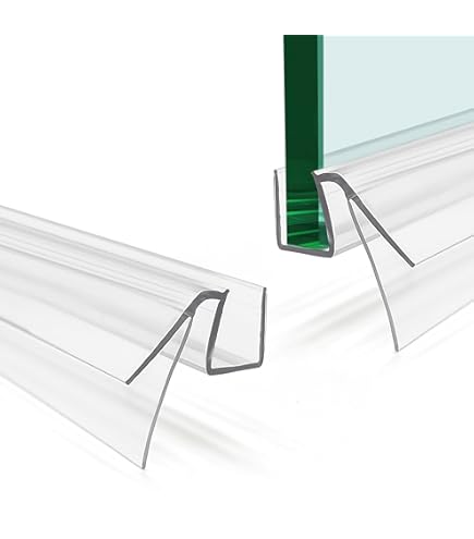 Shower Door Bottom Seal – 2-Pack PVC Strips With Sweep, 39" Long, Fits 1/2" (12mm) Thick Frameless Glass Doors, Cut-to-Fit, No Glue Needed, For Water Leakage Prevention