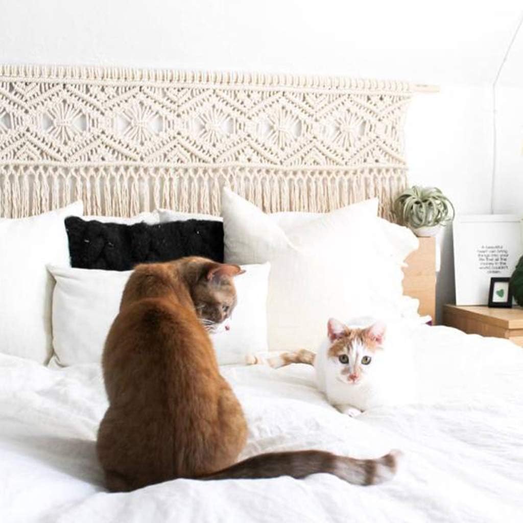 ZNKZJ Hand-Woven Wall Hanging Tapestry Bed Hanging,Macrame Woven Wall Tapestry Bohemian Chic Wall Decor for Bedroom Bedside Backdrop Decoration with Tassels,A_140x50cm