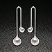 Ikevan Hot Selling Women's Elegant Silver Plated Pearl Drop Long Chain Tassel Earrings