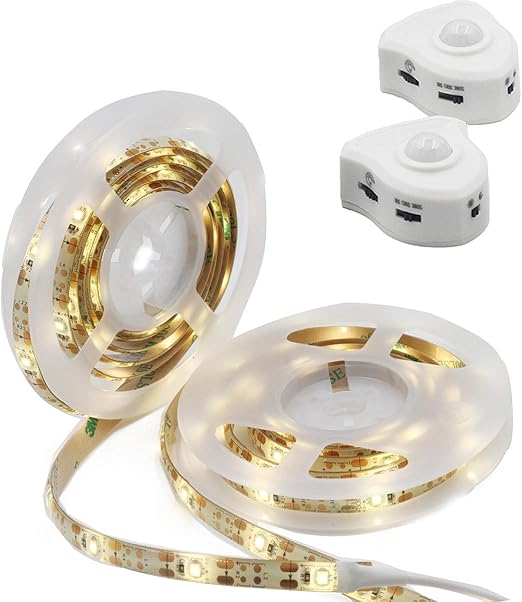 luz led de cama con sensor jindia 2 tiras de luces regulable cinta de luces con sensor de movimiento iluminacion en blanco calido