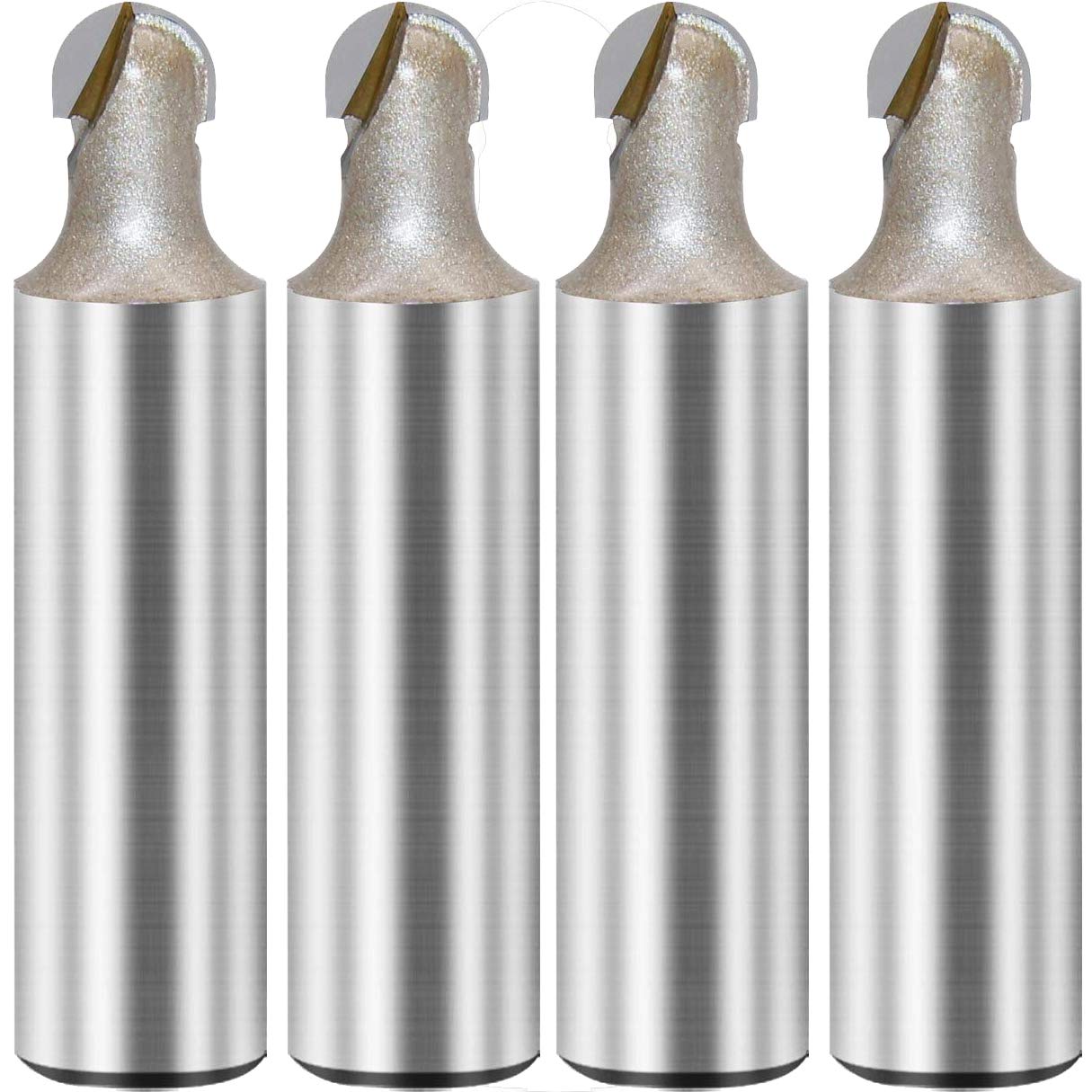 1/2-inch Shank, 5/16-inch Cutting Dia, 2-Flute, Carbide Tipped Groove Round Nose Core Box Router Bit 4Pcs (1/2 x 5/16)