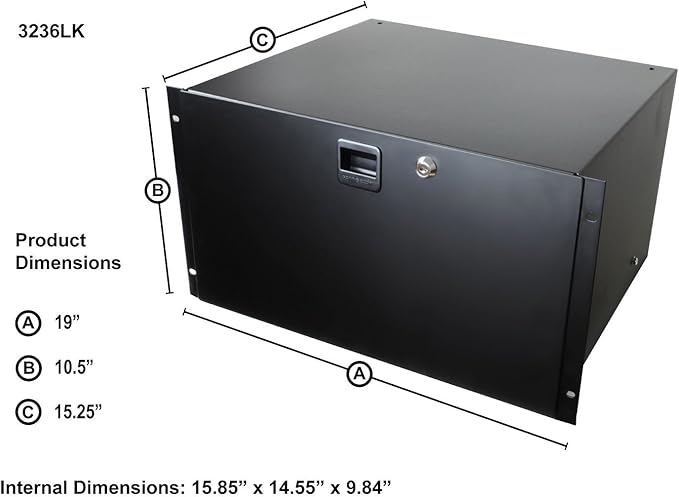 Penn Elcom 3236lk 6u Lockable Rack Drawer 19 Inch Audio Rackmount
