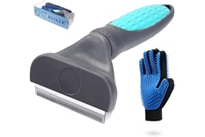 BEIKER Pet Grooming Kit for Cats and Small Dogs, Undercoat Deshedding Tool Set, Gently and Effectively Remove Loose Hair and Reduce Shedding, Includes a Brush and a Double-sided Silicone Glove
