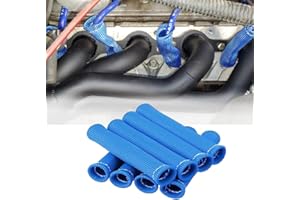 MAUTEMOWING 8 PCS Spark Plug Heat Shield Sleeve 2500° Spark Plug Wire Heat Shield 6 Inches Spark Plug Wire Boots Protection Insulator Cover Wrap for LS1 / LS2 Sbc Bbc 350 454 Car Truck, Blue