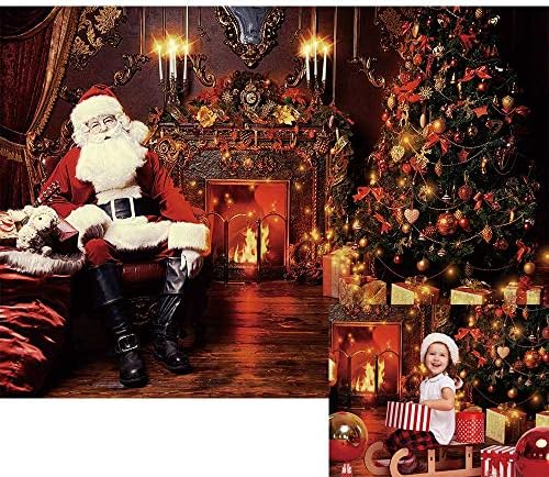 Allenjoy クリスマス 暖炉 サンタ 室内用背景 写真撮影用 訳ありセール 格安 素朴なヴィンテージ メリークリスマスパーティー装飾 子供 新生児 赤ちゃん 写真撮影の背景 ポートレート バナー 7x5フィート ホームツリーギフト