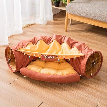 Amazon Com Zzssbckt Funny Cat Tunnel Bed Collapsible Crinkle Pet