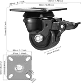 WB D WEIBIDA 2" Plate Swivel Caster Wheels Set of 4 Heavy Duty 2200lbs Nylon view 5