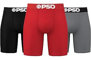 PSD Mens Boxer Briefs - Standard Length Cotton Underwear Pack & Singles, Breathable Moisture Wicking Boxer Briefs for Men