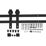 Amazon Basics Sliding Barn Door Hardware Kit, 6.6 Foot, J Shape, Black