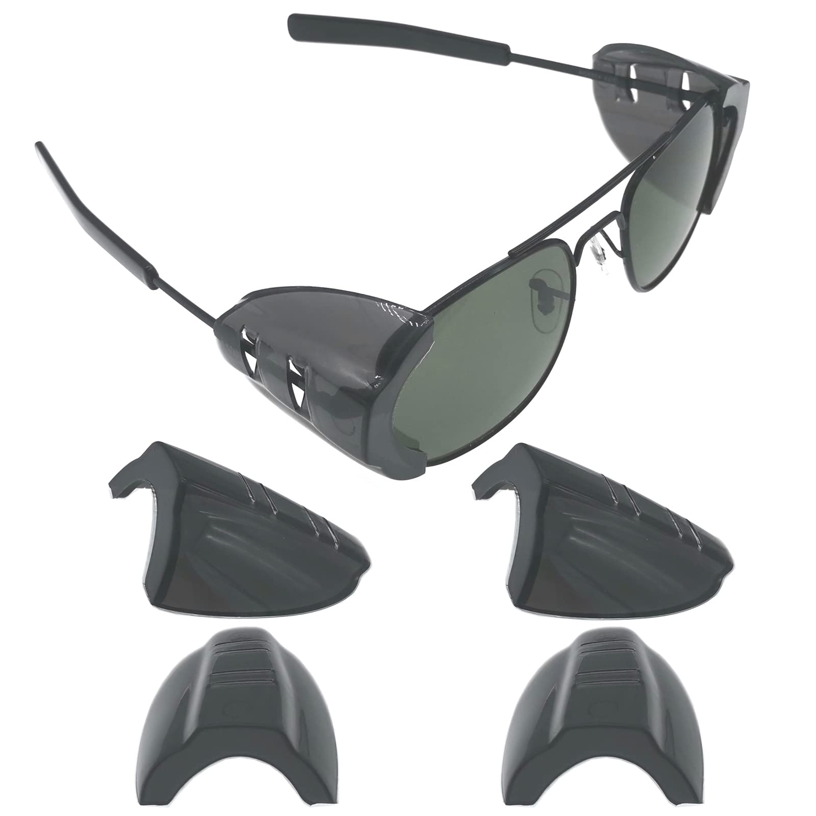 Photo 1 of 2 Pairs Glasses Side Shields, Slip on Side Shields, Fits Small to Medium Eyeglasses Frames (Transparent Black)