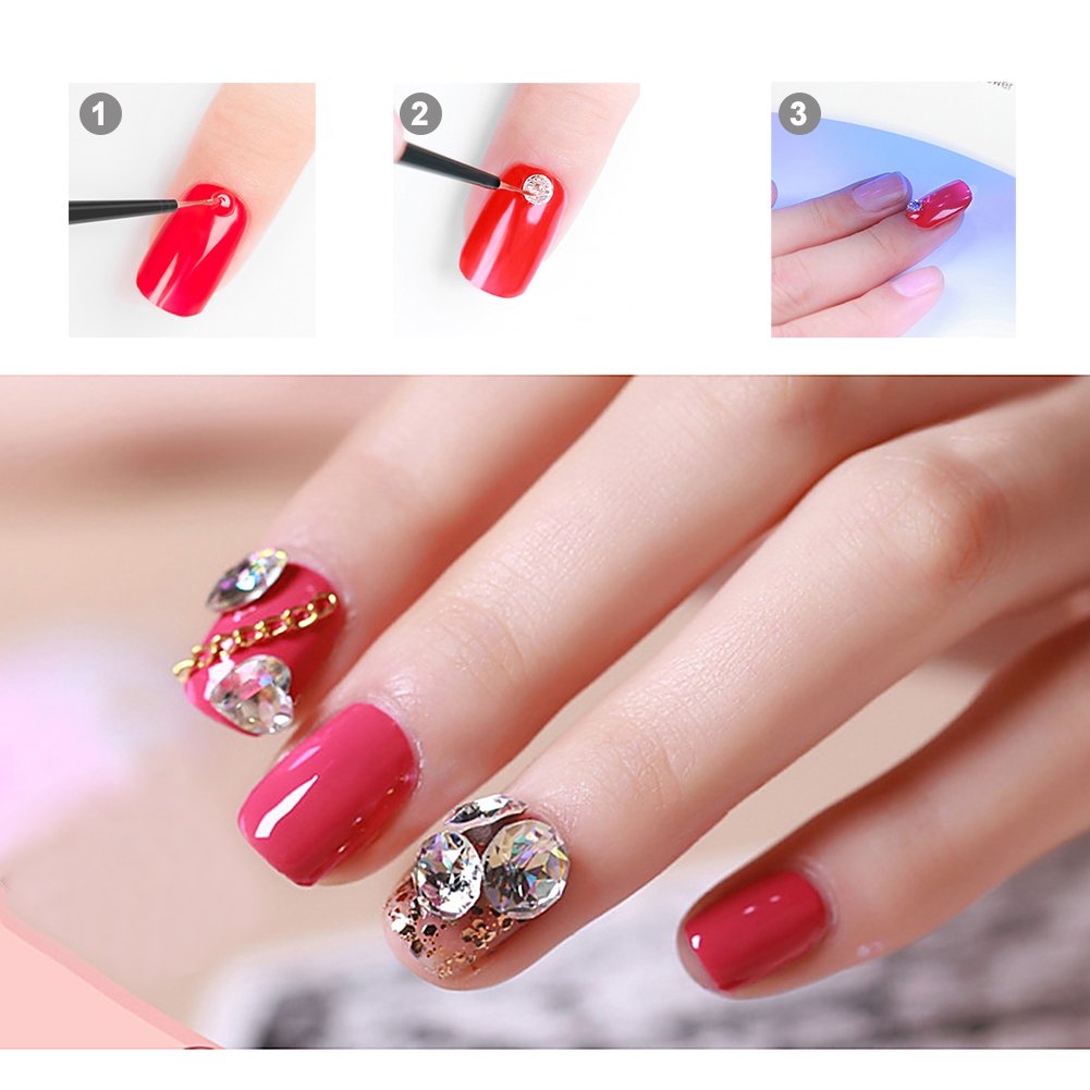 5 Boxes 3D Nail Art Decoration, Shining Nail Rhinestones,Crystal Beads Gems Alloy Nail Charms for DIY Nails, Cell Phone Case DIY Craft, Scrapbooking and Drawing