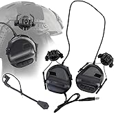 ATAIRSOFT Tactical Headset Unlimited Power Intercom with Microphone Waterproof Hunting Shooting Headphones Earmuff No Noise Reduction Function (Black)
