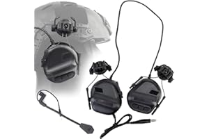 ATAIRSOFT Tactical Headset Unlimited Power Intercom with Microphone Waterproof Hunting Shooting Headphones Earmuff No Noise Reduction Function (Black)