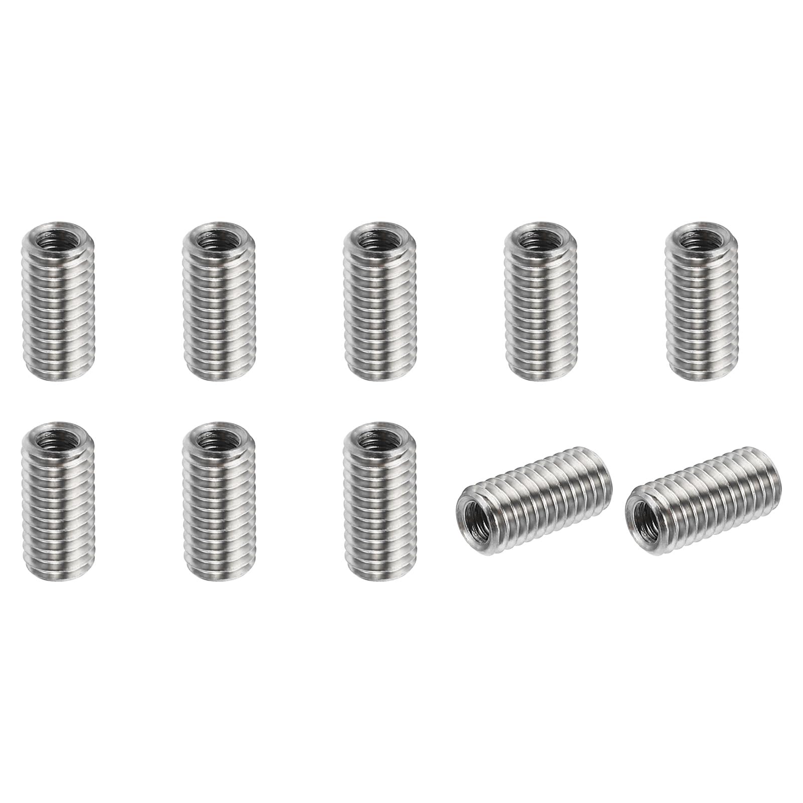 PATIKIL 304 Stainless Steel Thread Adapters Sleeve Reducing Nut, 10 Pcs M5x0.8 Male to M3x0.5 Female Repair Insert Nut Screw Reducer 10mm