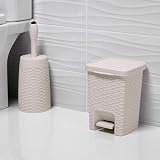 Addis Rattan Effect 6L Bathroom Bin Cream Calico Linen view 3