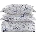Duvet Cover Set Queen Size - 3 Pieces Floral Leaf Vintage Flower Microfiber Soft Lightweight Down Duvet Comforter Quilt Bedding Covers with Zip Ties - 90 x 90 inch for Women Men, Beige Navy Blue