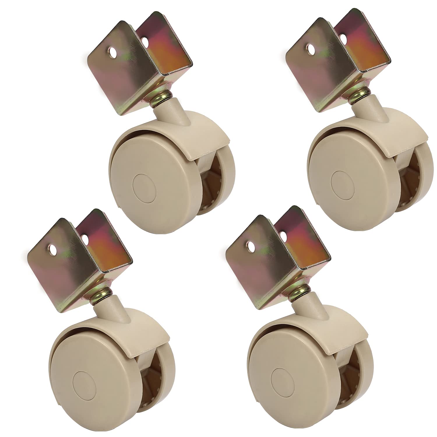 MroMax 4pcs Swivel Caster Wheels 21mm Width U-Type Bracket Furniture Caster Twin Wheel with Brake