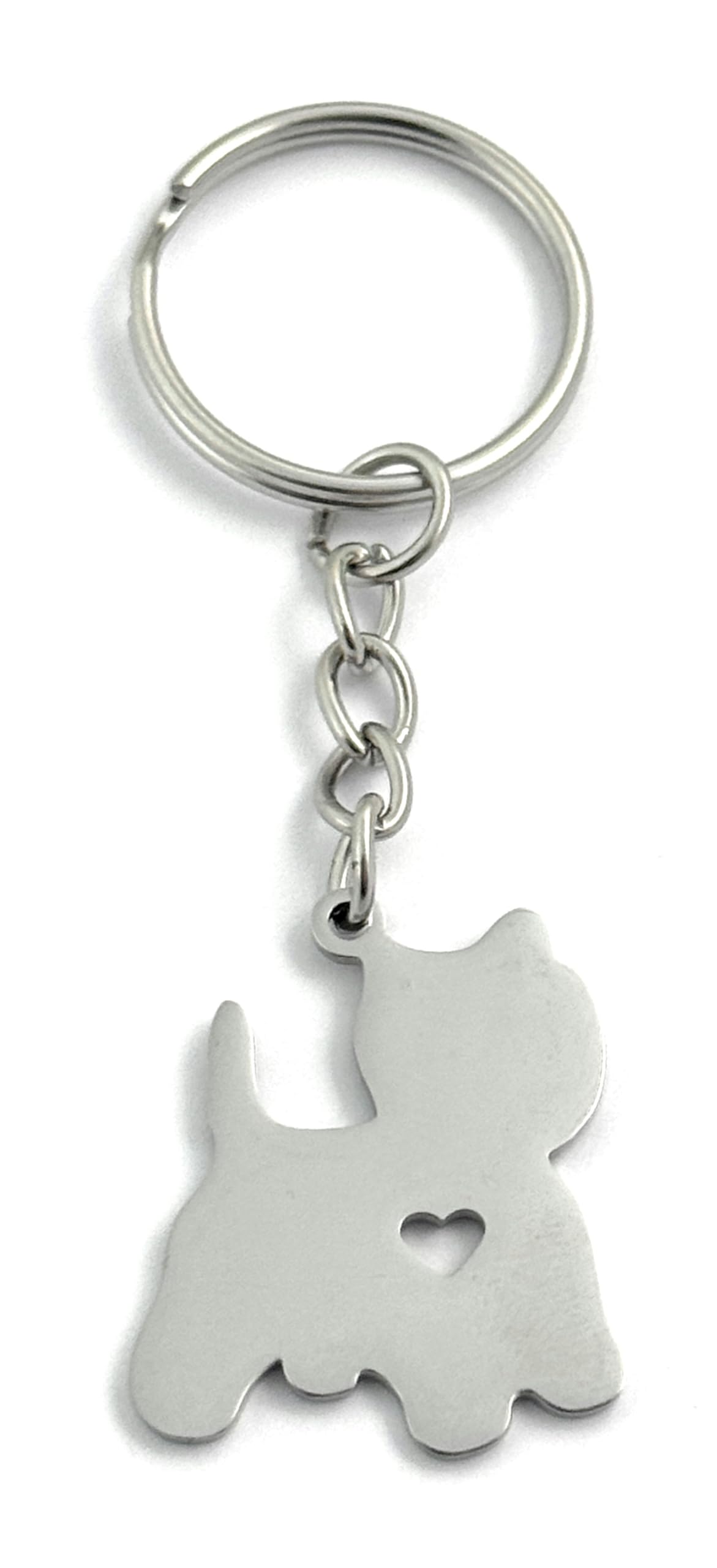 FizzyButton Gifts Yorkshire Terrier Puppy Dog Keyring Key Ring with Stainless Steel Yorkie Silhouette Charm and Turquoise Gift Box