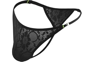 JOCKLAND Mens Lace Thong Sexy Low Rise T-back G-string with Adjustable Stretch Waistband Comfortable Men's Thong Underwear