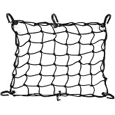 JCHL 15"x15" Motorcycle Cargo Net Stretches to 30"x30" with 6 Hooks 2''x2'' Mesh for Motorcycle Motorbike Bikes