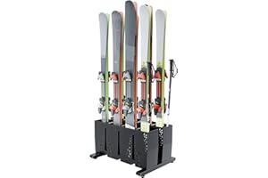 TOCRETOARE Ski Storage Rack for Garage, 8 Pair Heavy Duty Steel Freestanding Ski Storage Organizer, Indoor Ski Holder Racks for Home and Garage Storage