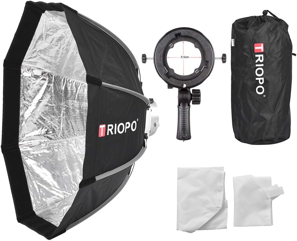 Triopo Octagon Softbox Bowens Mount wit Speedlite S Bracket Handheld Grip for Studio Strobe Continuous Light Canon Nikon Speedlight Flash 55cm 21.6inch