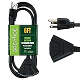 GREATIDE 6 Ft Outdoor Extension Cord with 3